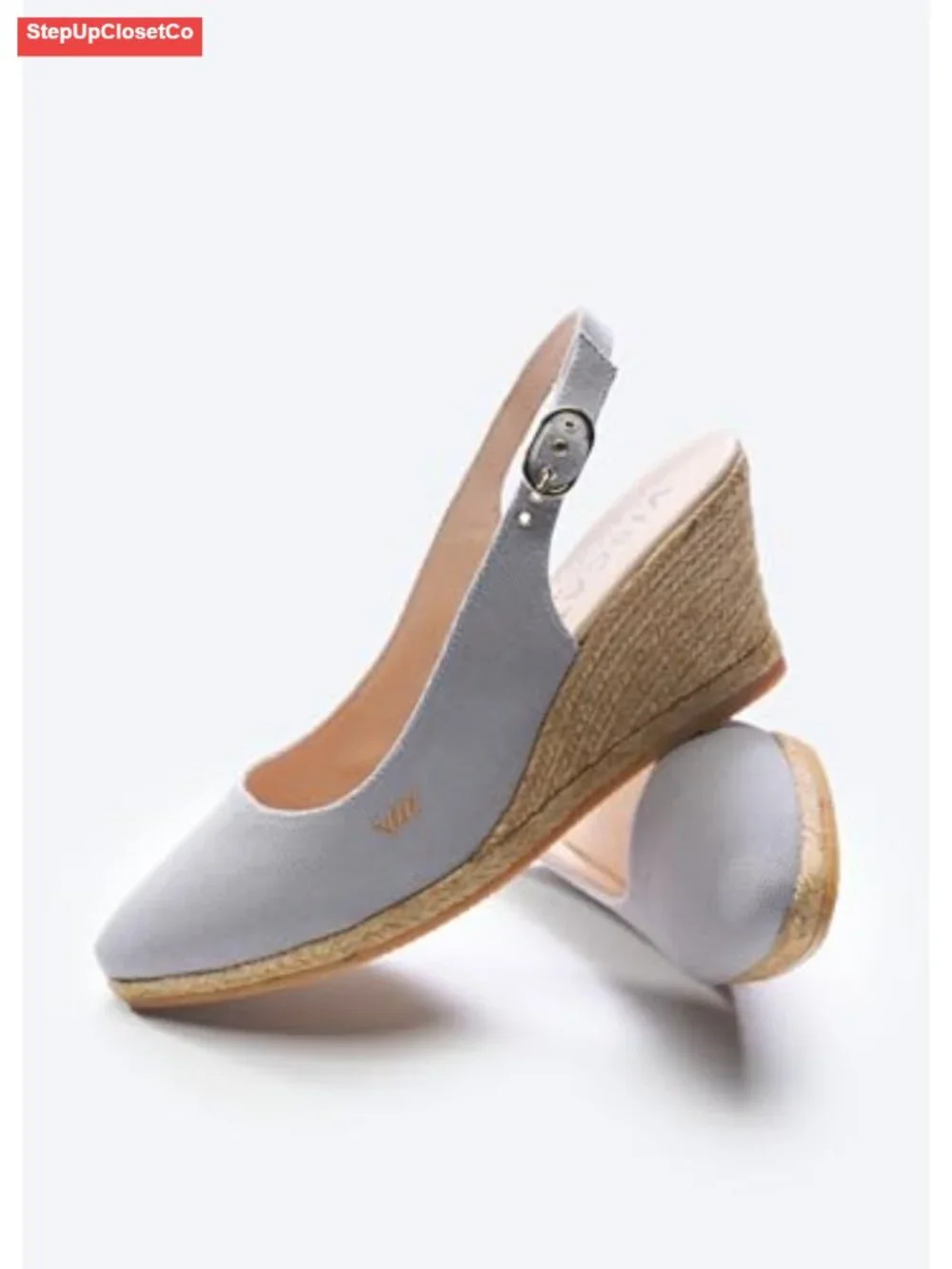 Canvas Slingback Buckle Wedge Espadrille Sandals